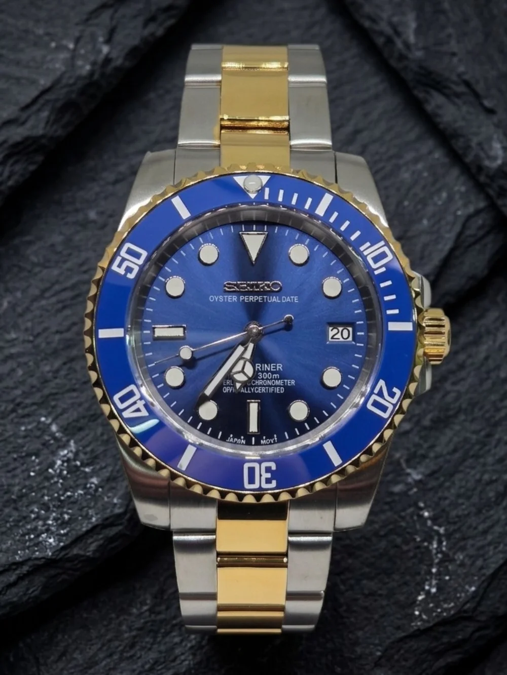Custom 40mm Automatic Seiko Mod Watch Bluesy Submariner NH35
